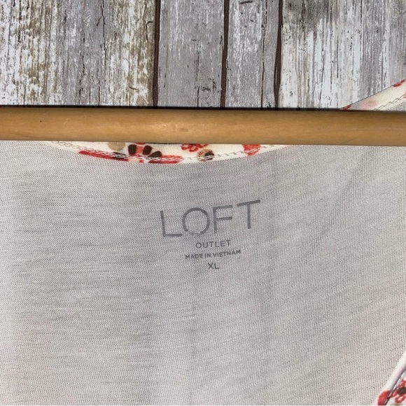 Loft Red & White Floral High Low Blouse - Picture 6 of 6